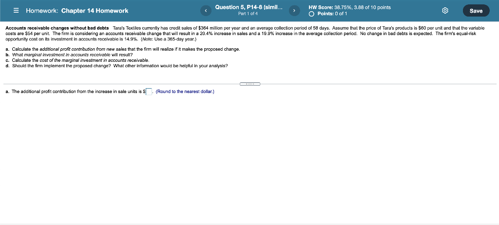  Homework: Chapter 14 Homework Question 5, P14-B (simil... Part 1 of