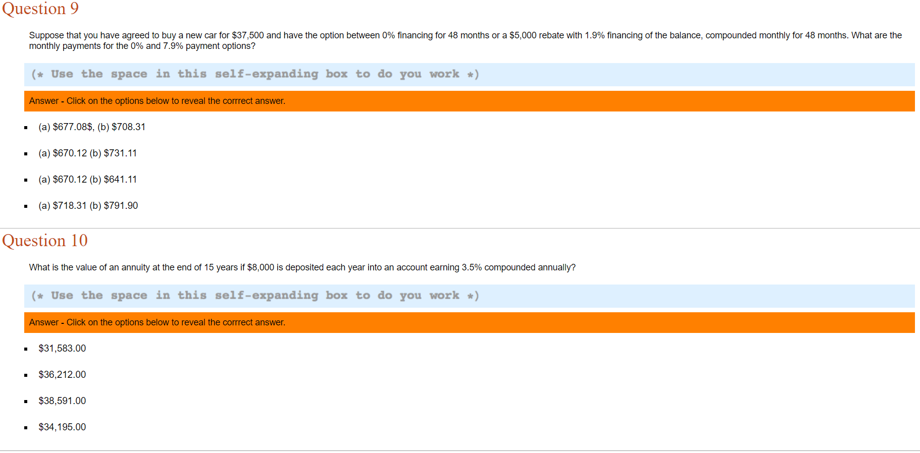 please answer the questions with full explanation monthly payments for the 0%