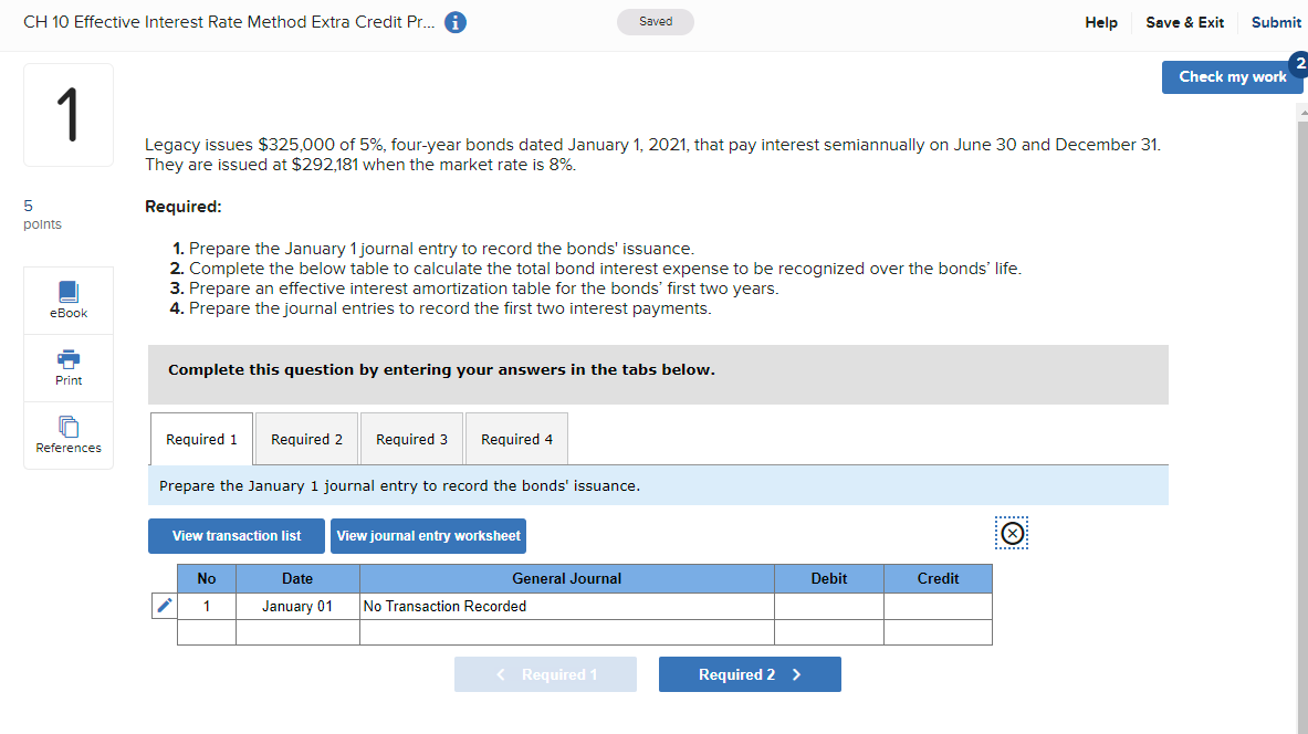  CH 10 Effective Interest Rate Method Extra Credit Pr... i Legacy
