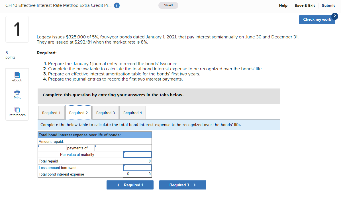 issues $325,000 of 5%, four-year bonds dated January 1, 2021, that pay