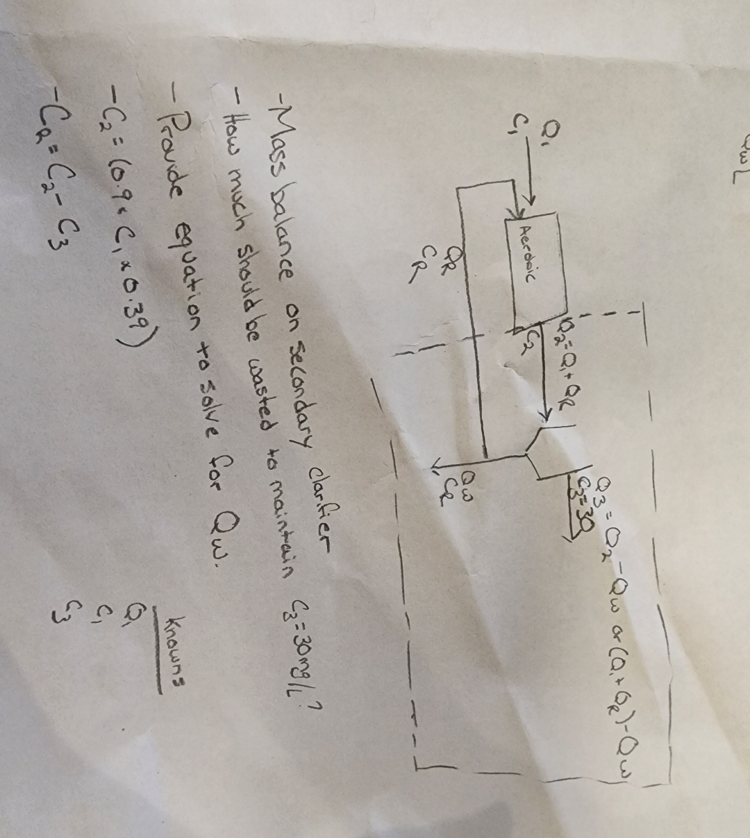  Please provide the equation needed to solve for how much sludge