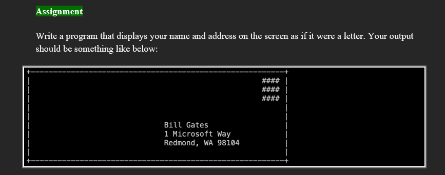 please use python3 to answer this question Write a program that displays