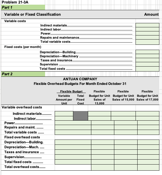 expected volume o acity of 20.000 units per month. Following are the