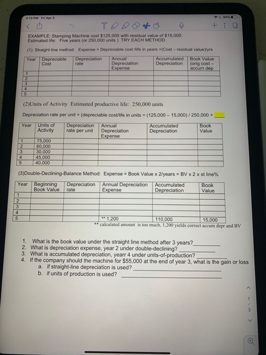  313 PM Fri Apr + 10 EXAMPLE: Stamping Machine cost $125