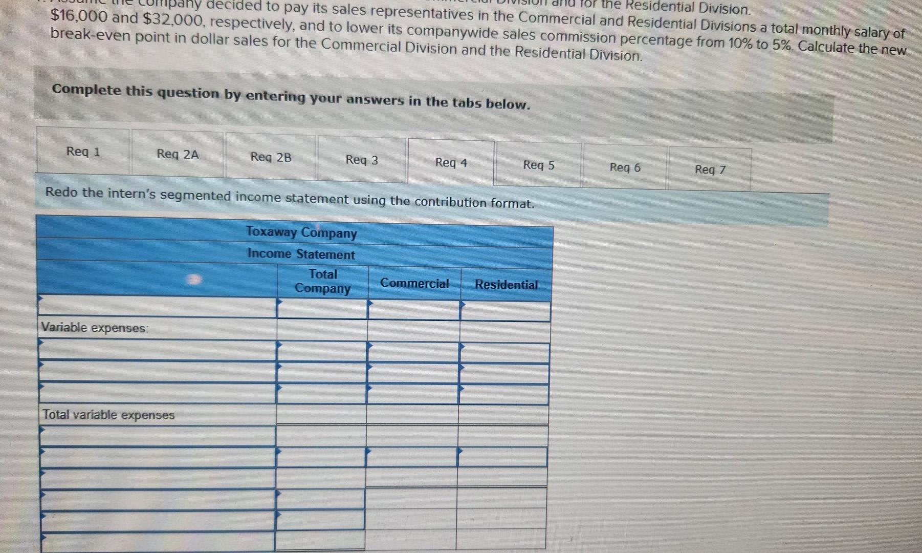 common fixed expenses did she allocate to the Commercial and Residential segments?