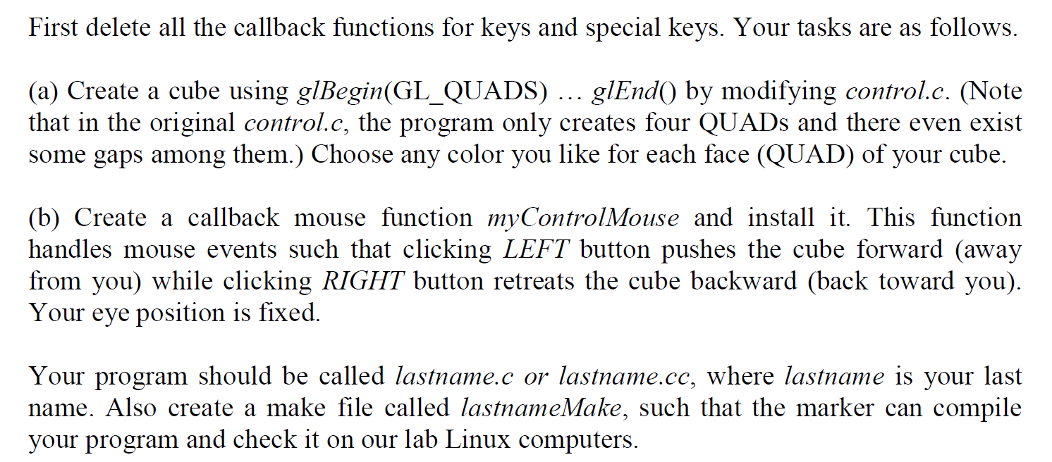  CONTROL.C PROGRAM #define PROGRAM_TITLE "Demo for OpenGL" #define DISPLAY_INFO "First OpenGL
