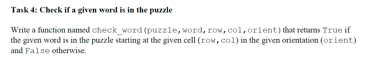 PYTHON CODING THE PUZZLE IS GIVEN BELOW puzzle=[['S', 'C', 'Q', 'G', 'V',