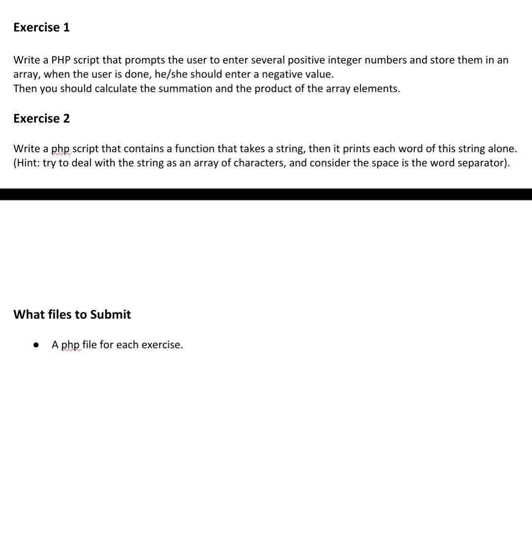  i need a html code including php please Exercise 1 Write