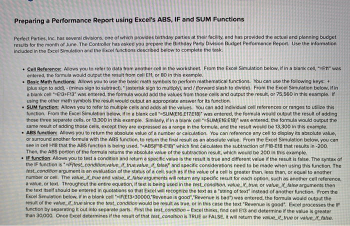  Preparing a Performance Report using Excel's ABS, IF and SUM Functions