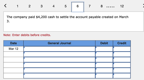 for $6,000.) 3 The company made credit purchases of office equipment for