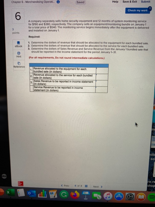  Chapter 6 Merchandising Operatiu Saved Help Save & Exit Submit Check