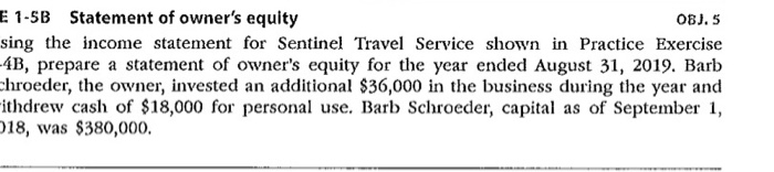 Adventure Travel Service as well as the statement of owner's equity shown