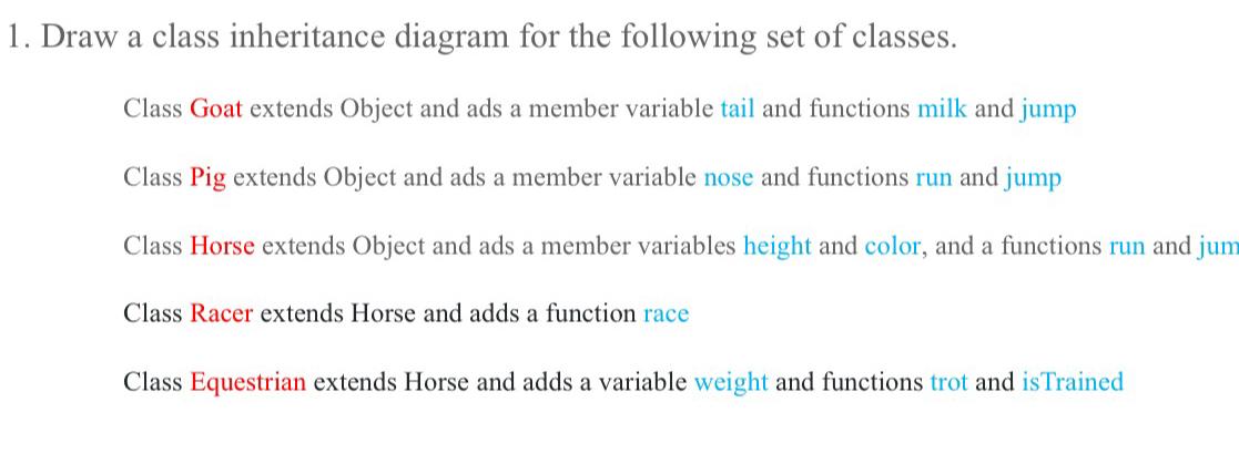  In C++draw a class inheritance diagram for the following set of