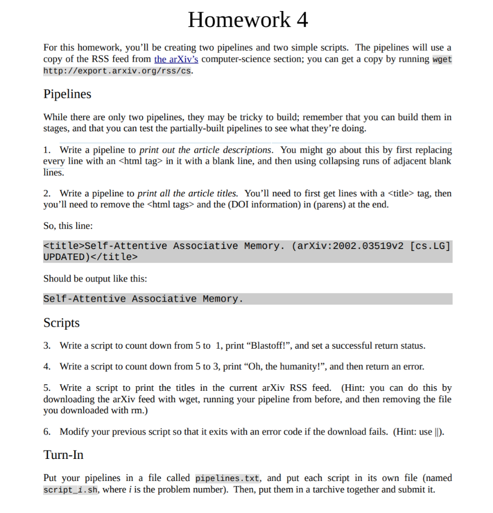 Needs to be solved for UNIX. Image fixed Homework 4 For this