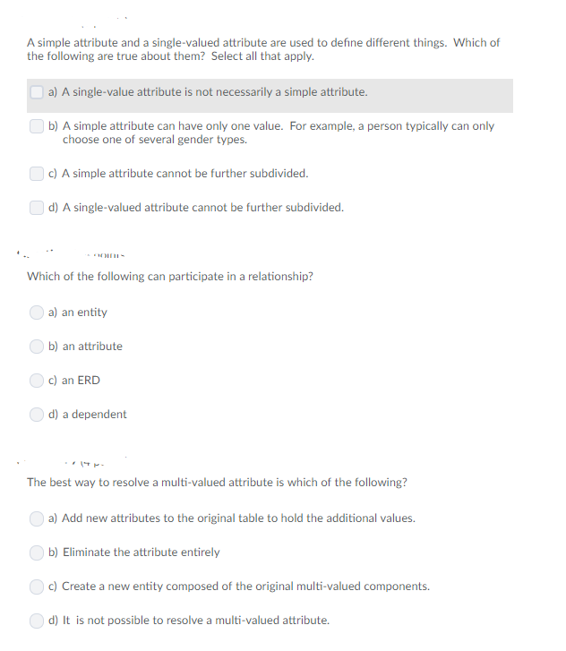 A simple attribute and a single-valued attribute are used to define