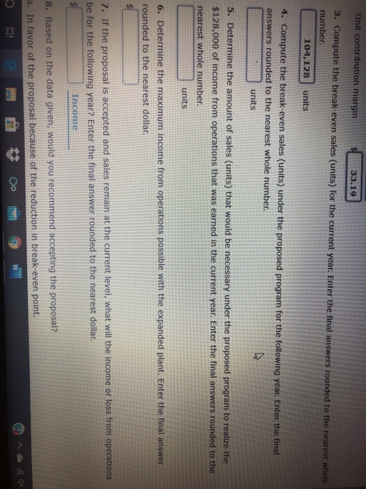  cengage Unit contribution margin $ 33.19 3. Compute the break-even sales