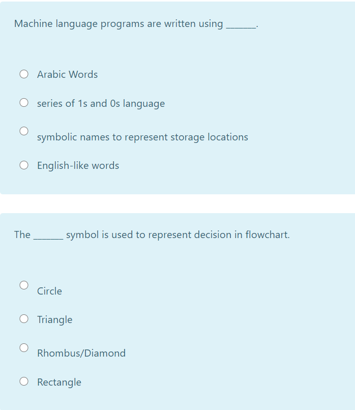 Machine language programs are written using O Arabic Words series of