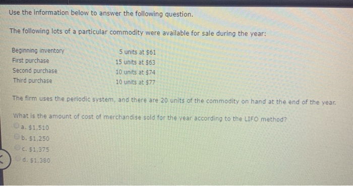  Use the information below to answer the following question. The following