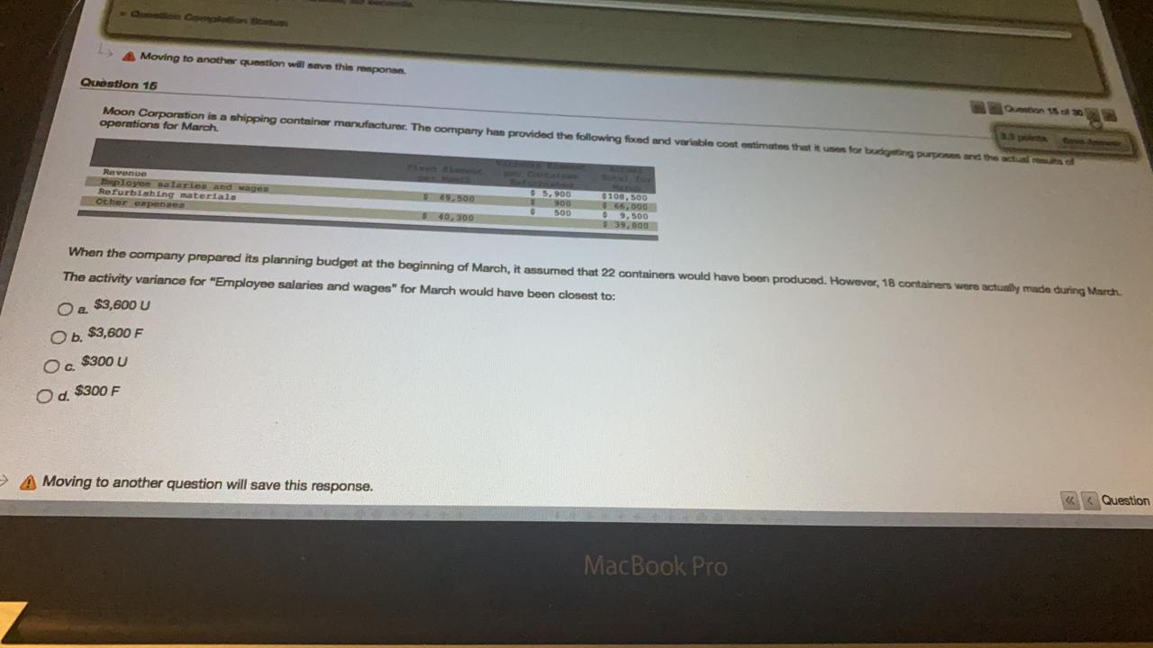 company has provided the following fixed and variable cost estimates that it