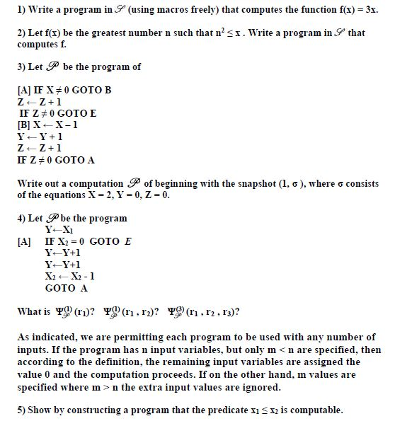  1) Write a program in S(using macros freely) that computes the
