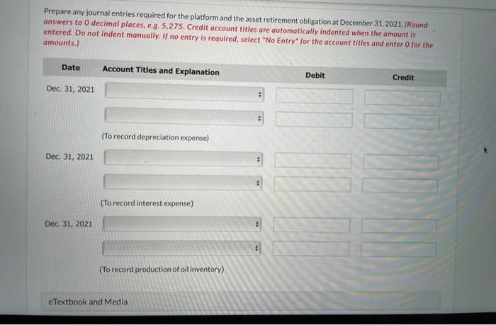 Corporation erected a drilling platform at a cost of $4.968,600. Flint is