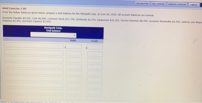  CALCULATOR FULL SCREEN INTER VERSION BACK Brief Exercise 2-09 From the