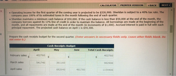 VERSION BACK NEXT Problem 5-35 Sheridan Products, a rapidly growing distributor of