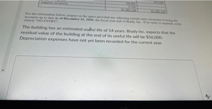 journal entry necessary to bring the counts up to date as of