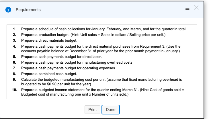 of the upcoming year. The following data pertain to Darley Manufacturing's operations: