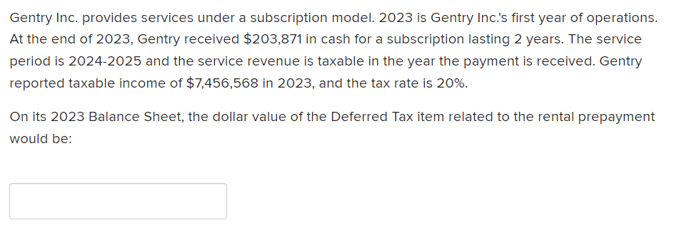 Gentry Inc. provides services under a subscription model. 2023 is Gentry