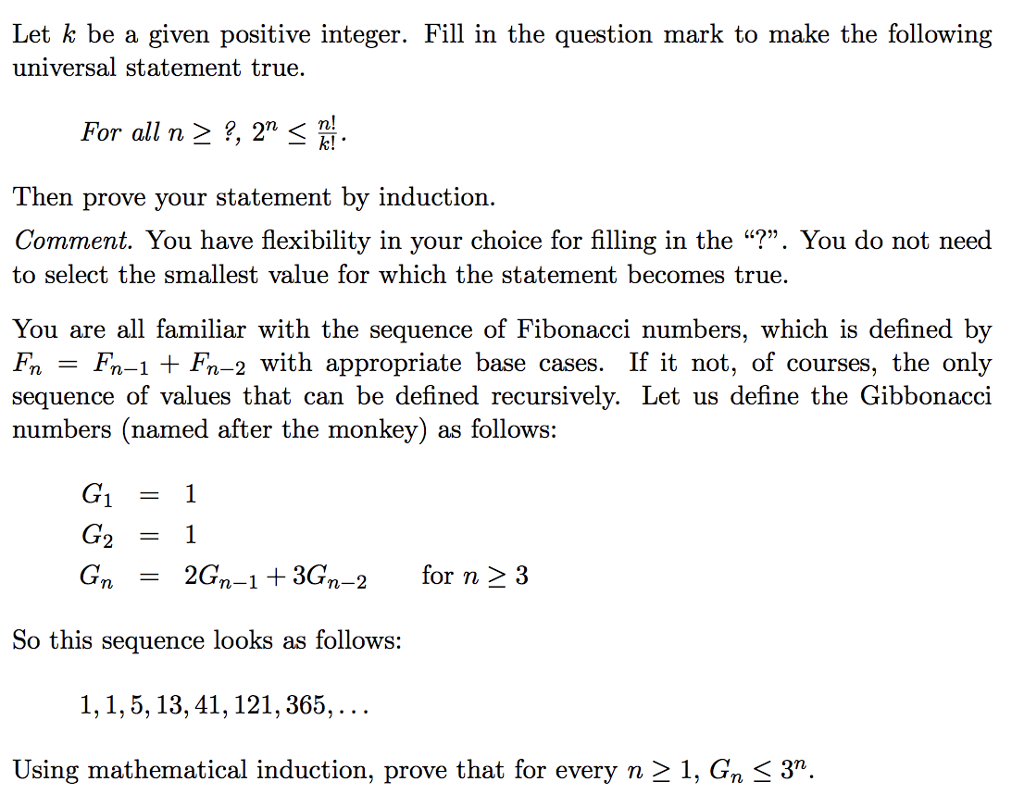  Let k be a given positive integer. Fill in the question