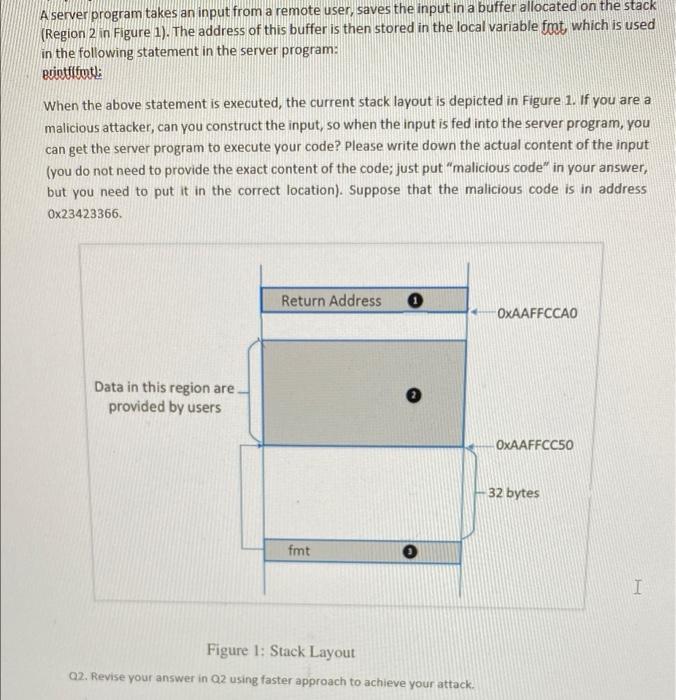 please read the question A server program takes an input from a