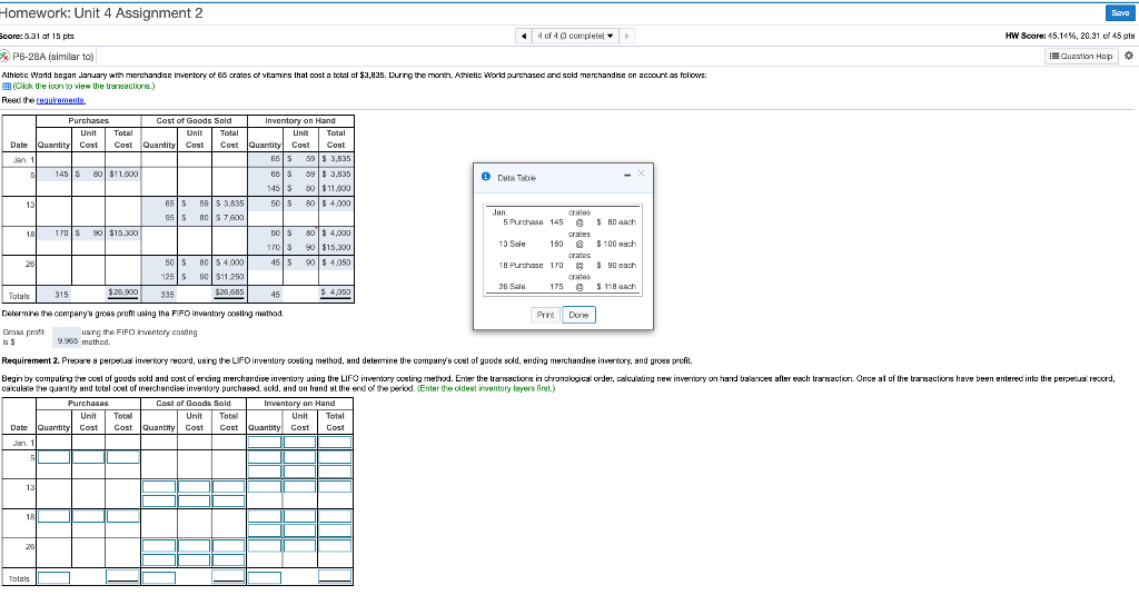  Homework: Unit 4 Assignment 2 Save HW Score: 45.14 % ,