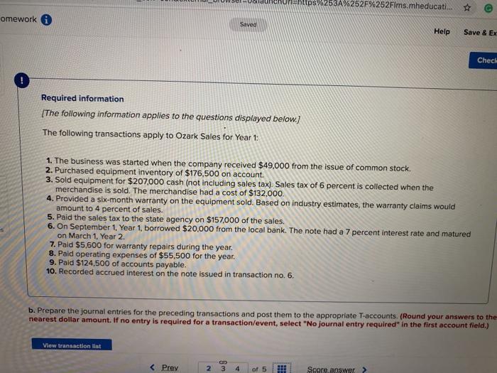  Atps%253A%252F%252Fims.mheducati... omework Saved Help Save & Ex Chech Required information [The