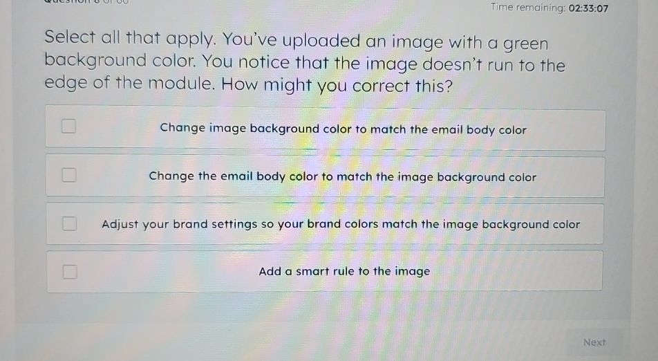  Time remaining: 02:33:07 Select all that apply. You've uploaded an image