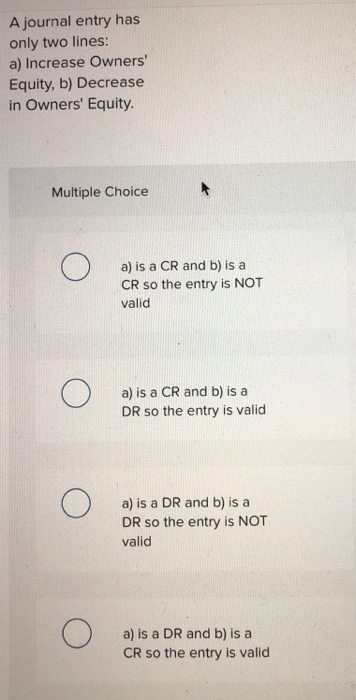 and b) is a DR so the entry is NOT valid a)