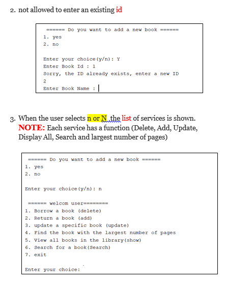 accommodates a maximum of 10 books. Create a program to manage book