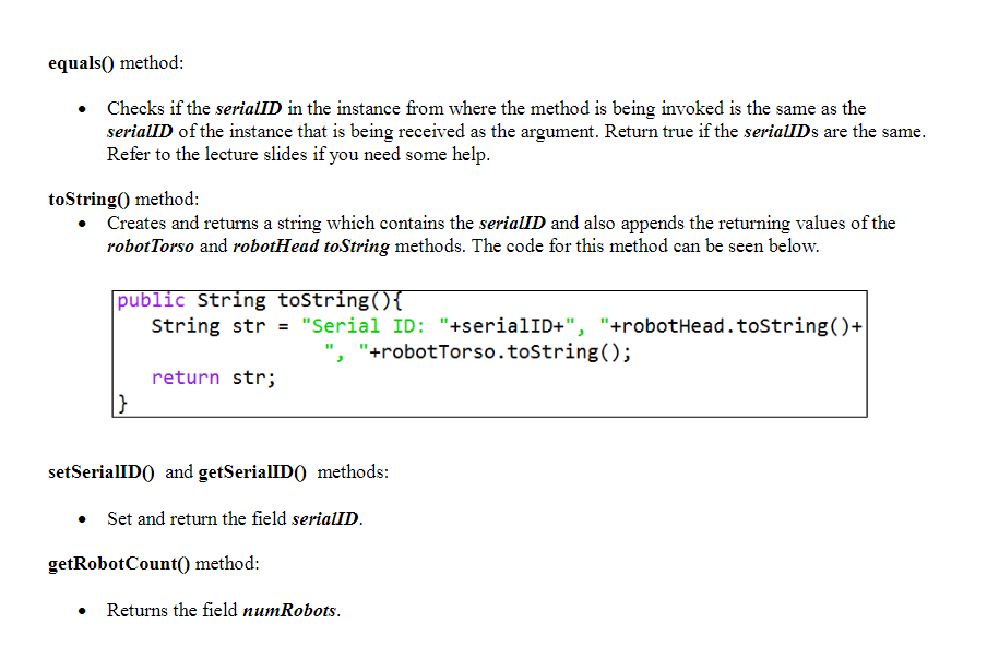 For example the factory might produce robots with IDs "ArmyRobot45678" or "ArmyRobot4549008".