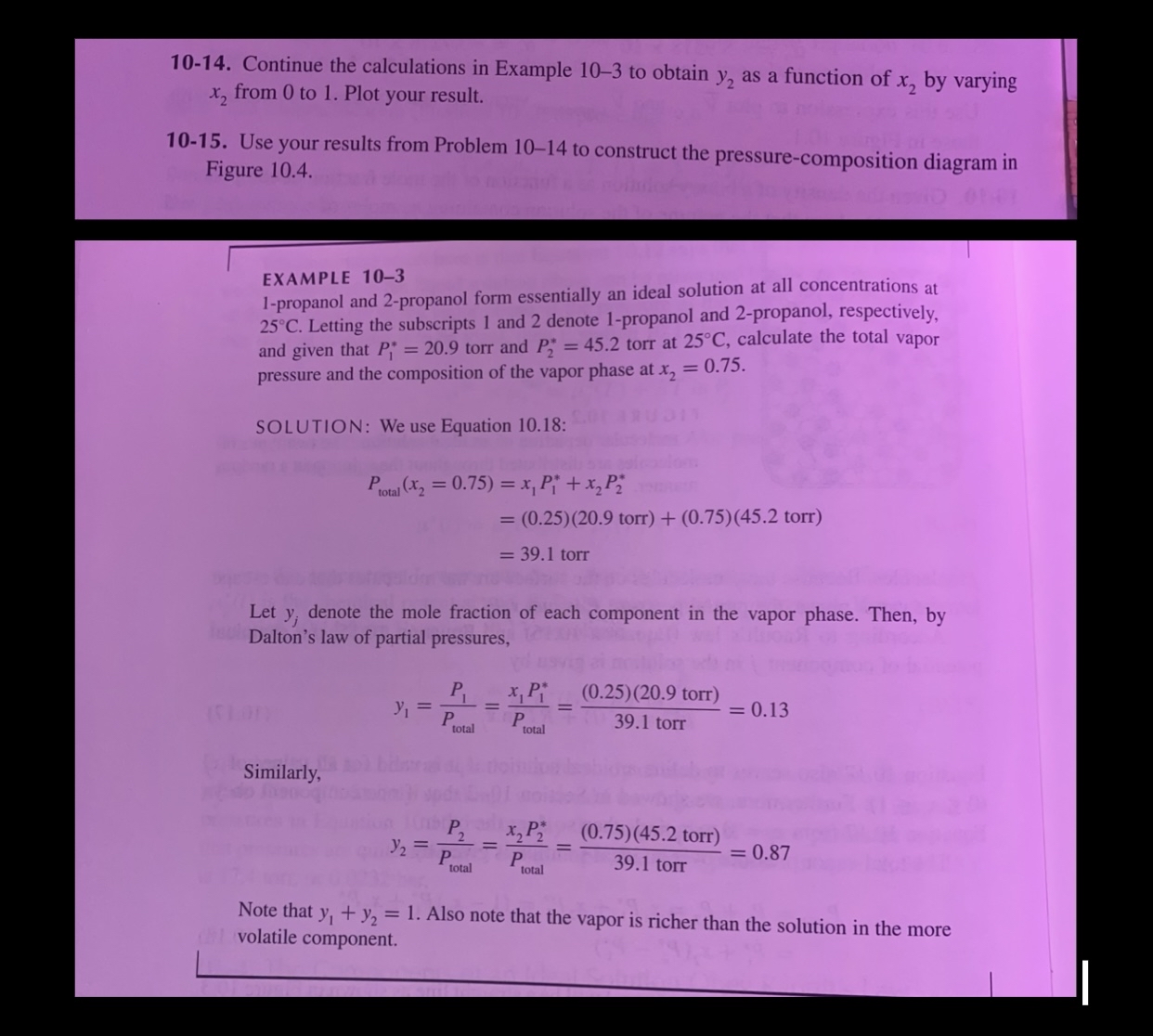  10-14. Continue the calculations in Example 10-3 to obtain y2 as
