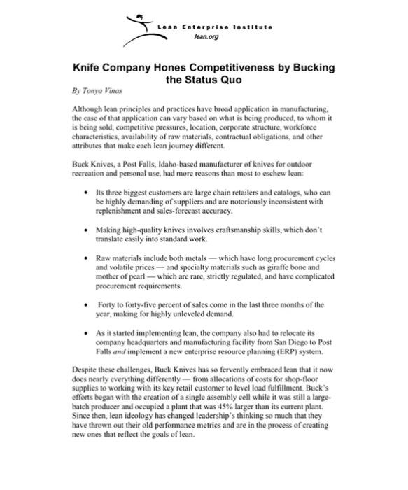 Buck Knives' five-year plan to reduce costs? Which one did they implement