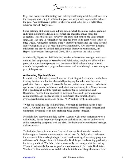 "a catalyst to speed the permeation of lean throughout the culture." These