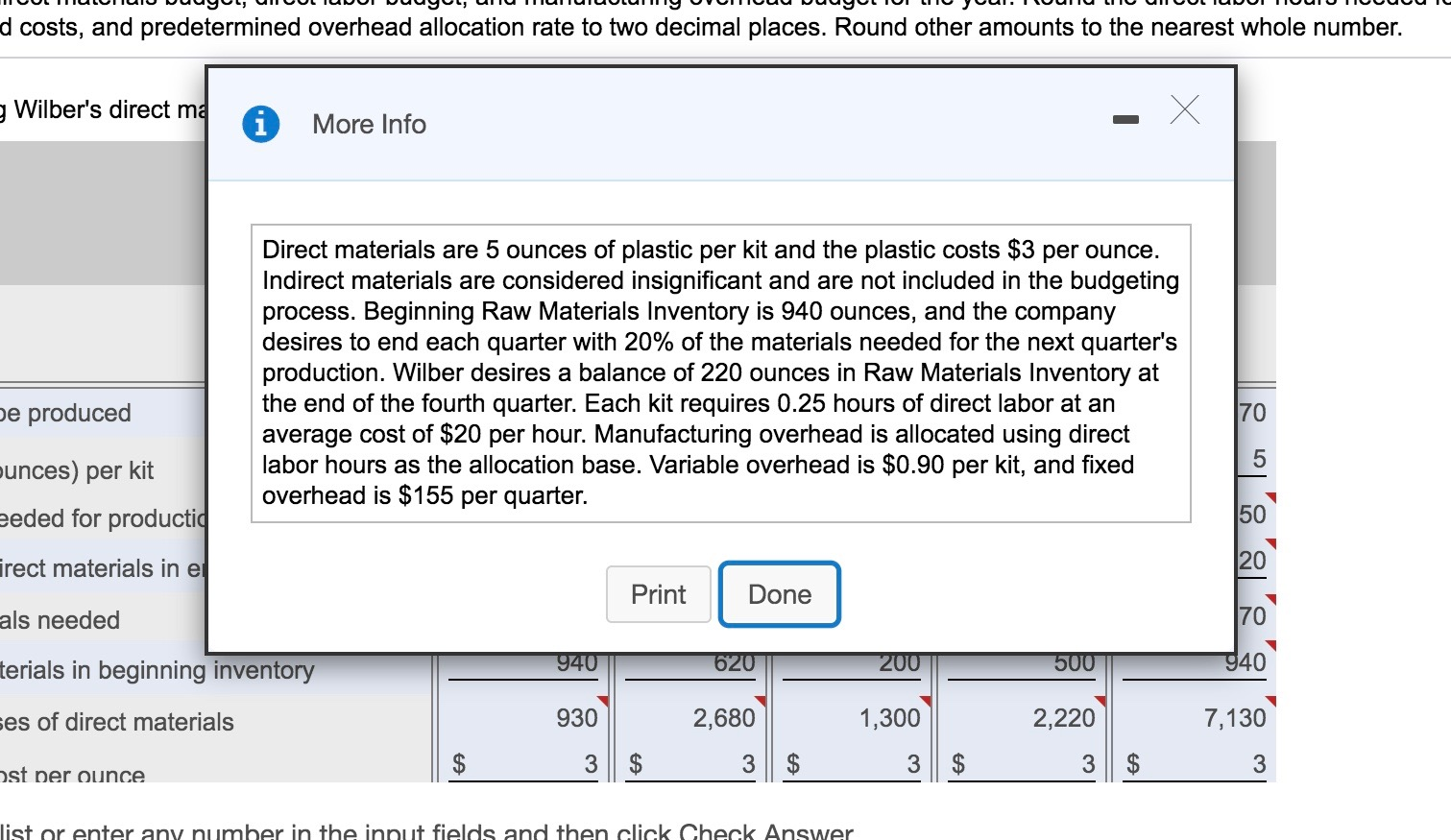  d costs, and predetermined overhead allocation rate to two decimal places.