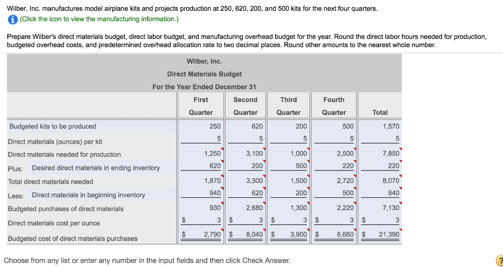 Round other amounts to the nearest whole number. g Wilber's direct ma