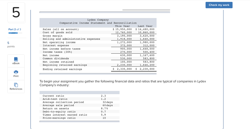 work 5 Required information [The following information applies to the questions displayed