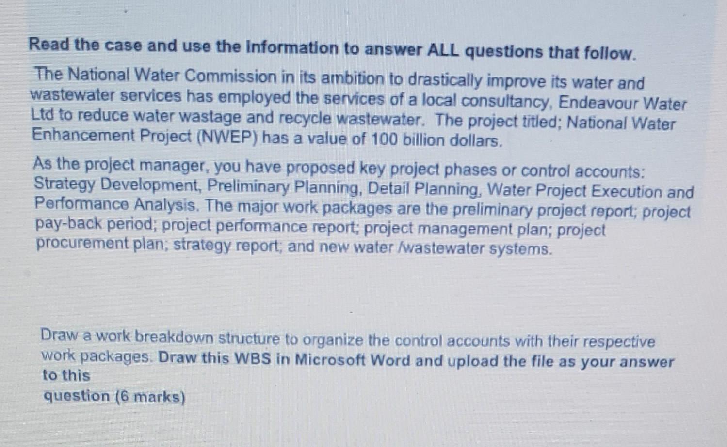  Read the case and use the Information to answer ALL questions