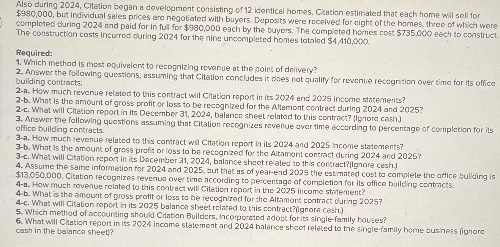  Also during 2024, Citation began a development consisting of 12 identical