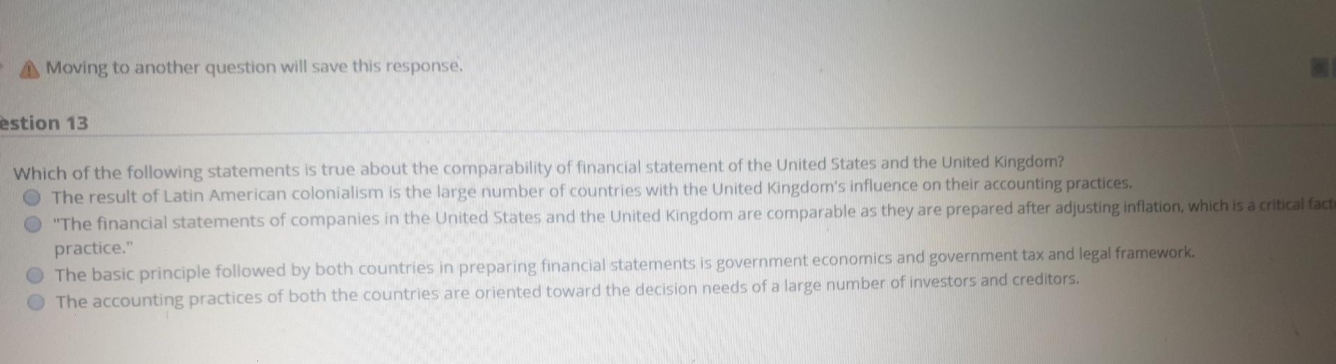 Moving to another question will save this response. estion 13 Which