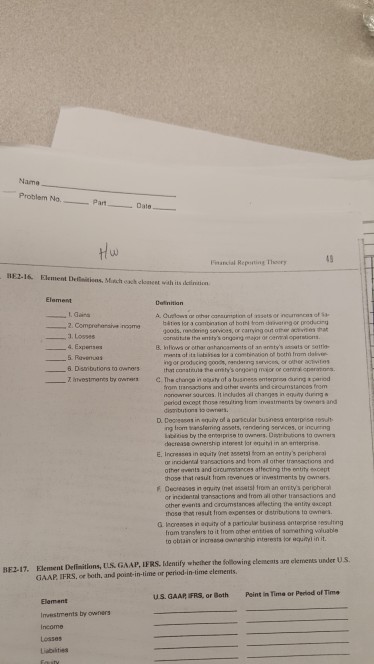  Name Problem No. PartDate tw 15 Hu Fnacial Reputing Thoory 16