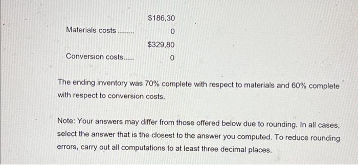 This month, the beginning inventory in the first processing department consisted of