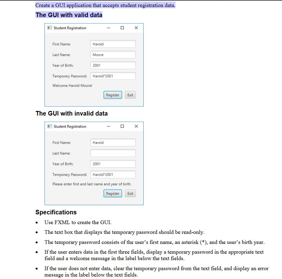 Using net beans and java Create a GUI application that accepts student
